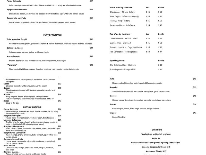 Just Cooking Rustic Italian Menu