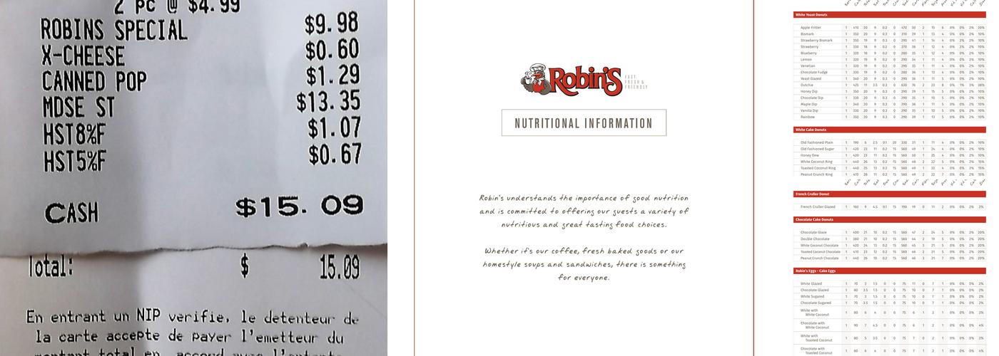 Robin's Donuts Menu