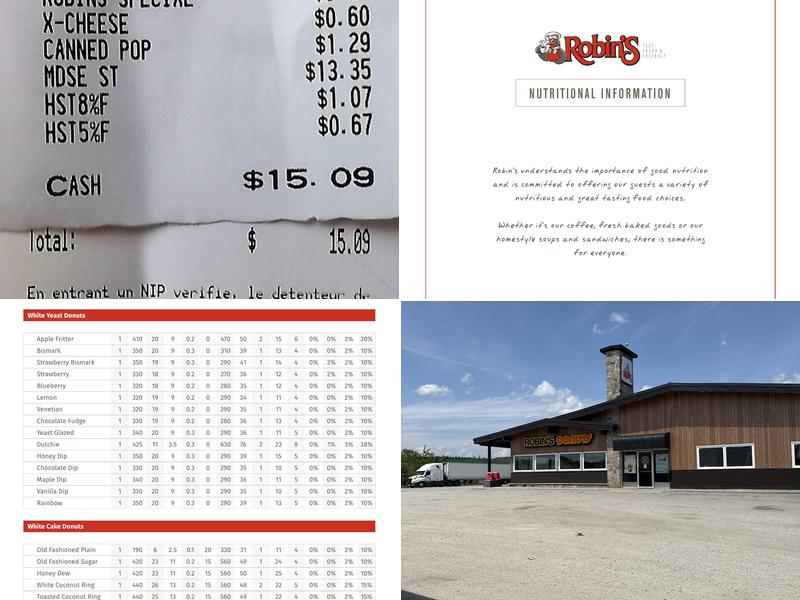 Robin's Donuts Menu