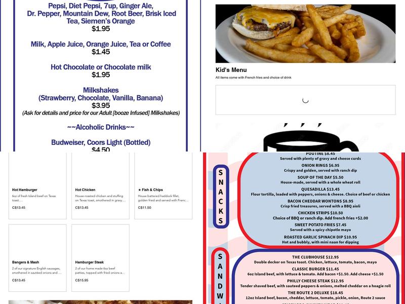 Route 2 Diner Menu