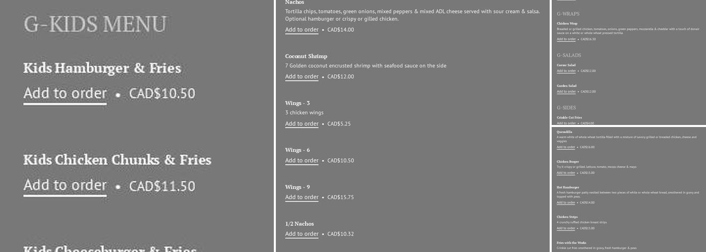 Emerald Community Centre - Boxcar Pub & Grill Menu