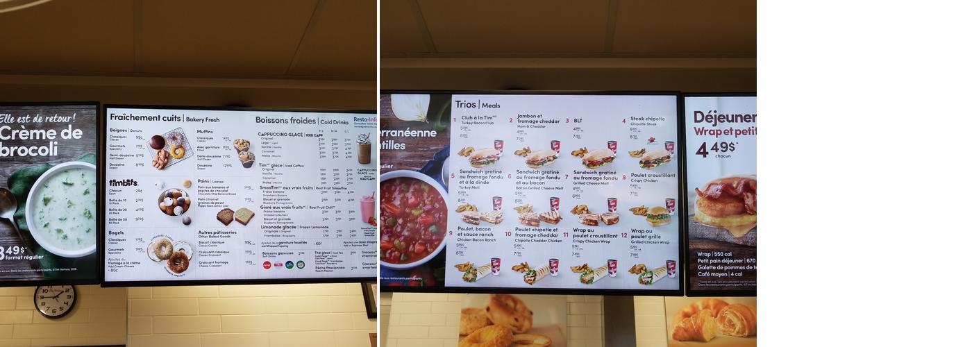 Tim Hortons Menu