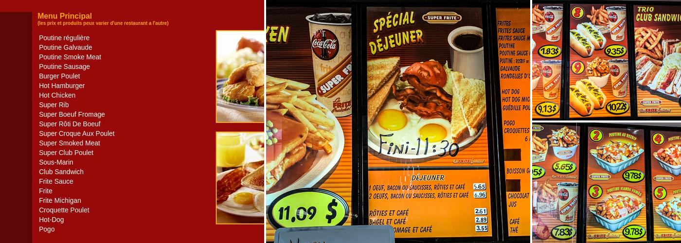 Super Frite Menu