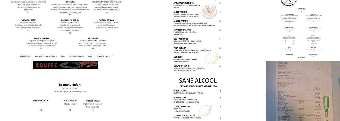 Septembre Bistro Bar Menu