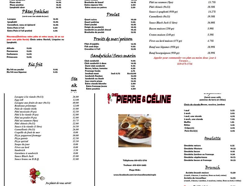 Chez Pierre et Céline Menu