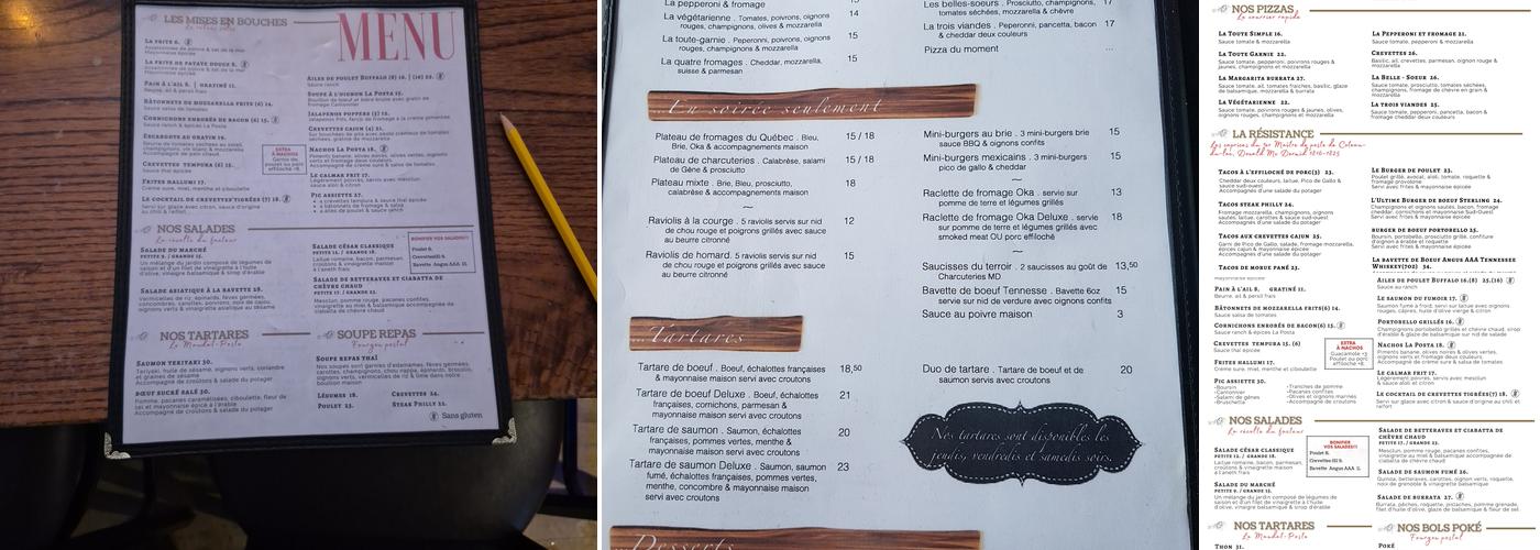 La Posta Café Bistro Menu