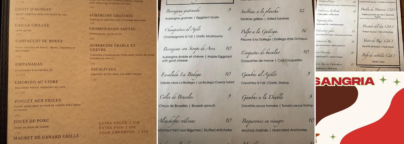 La Bodega Menu