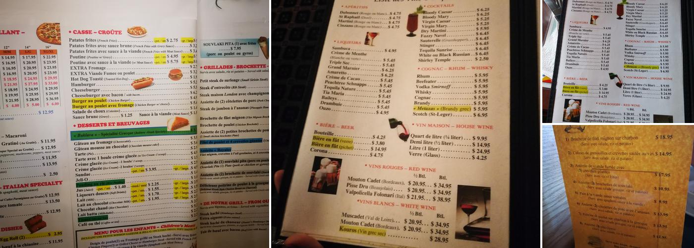 Restaurant Labelle Epoque Menu