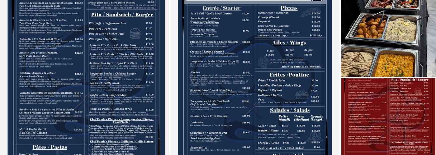 Restaurant Chef Panda's Bar & Event Venue Menu