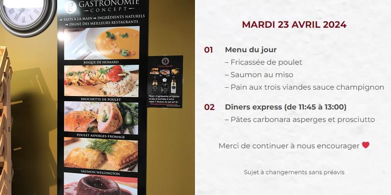 Les Pâtes en Folie Menu