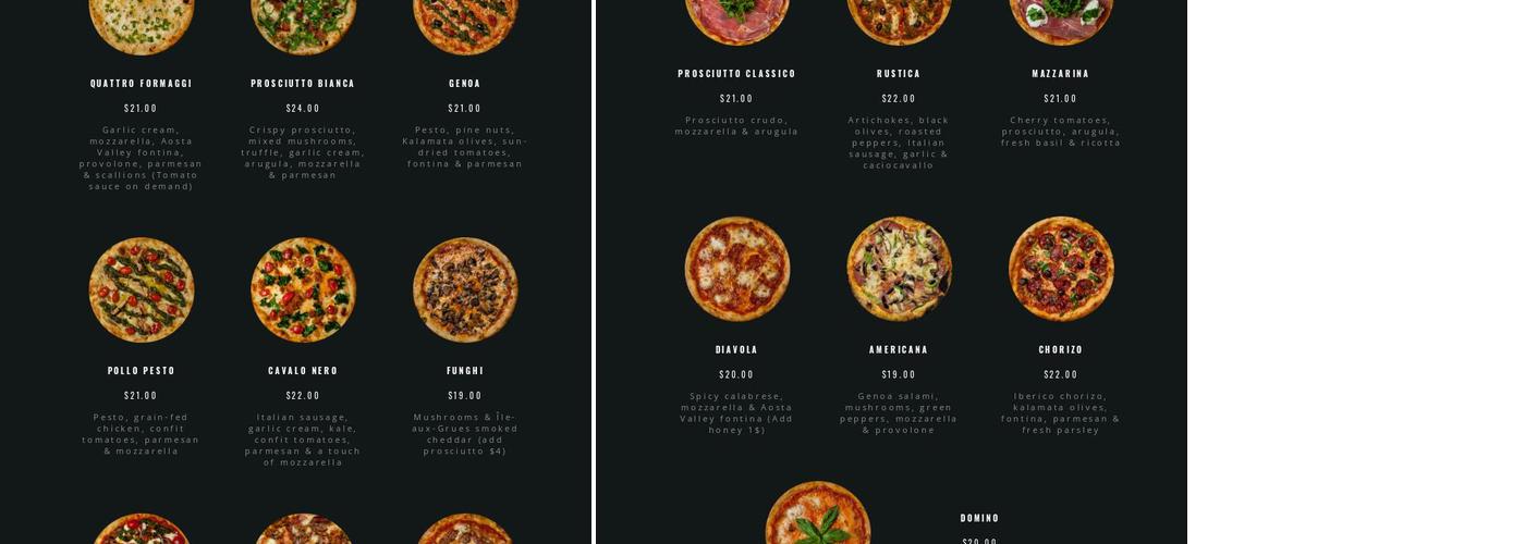 Pizzeria Geppetto Menu