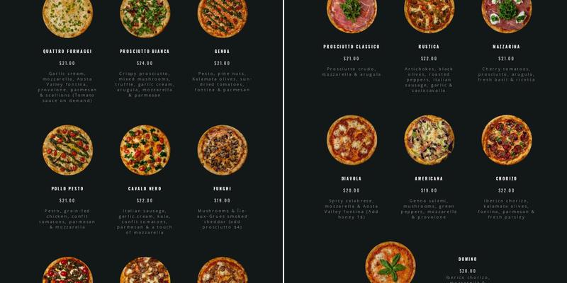 Pizzeria Geppetto Menu