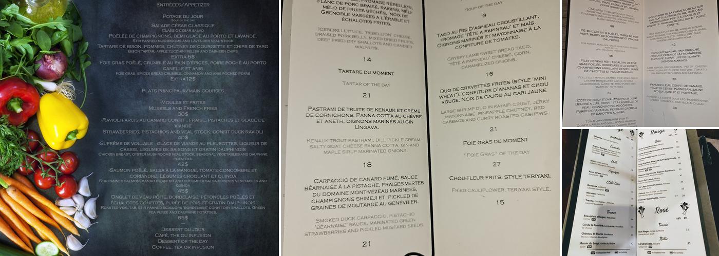 Napoléon Menu