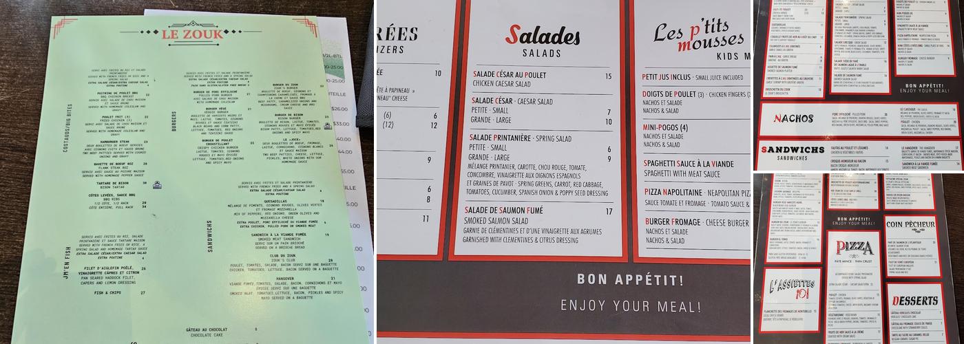Le Zouk - Resto Pub Le Zouk Menu