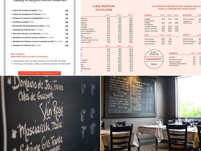 Tomate Basilic Pointe aux Trembles Menu