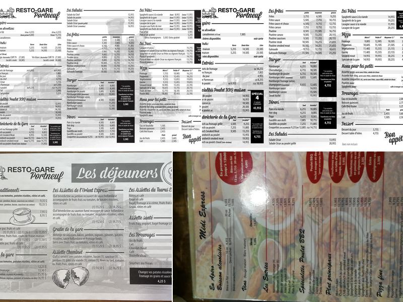 Resto-Gare de Portneuf Menu