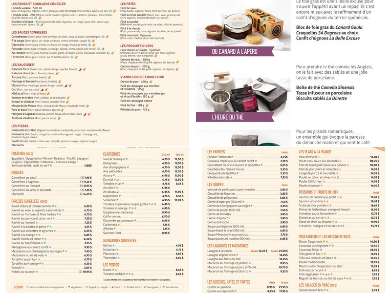 Pates à Tout Inc Menu