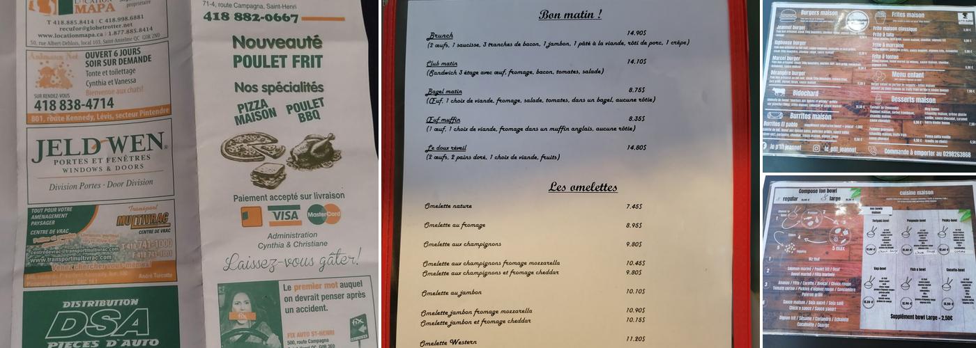 Resto Le P'tit Jeannot Menu