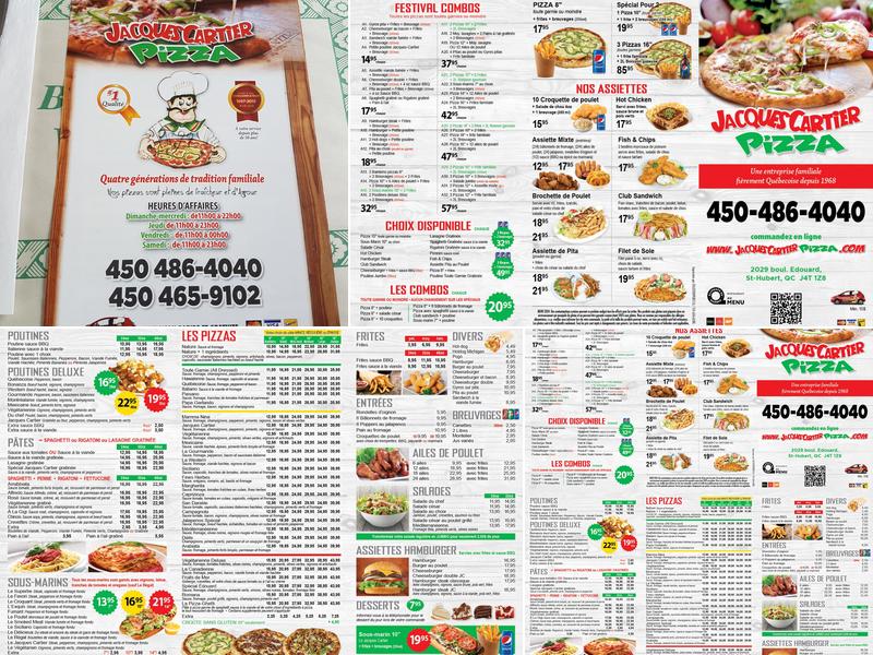 Jacques Cartier Pizza - St-Hubert Menu