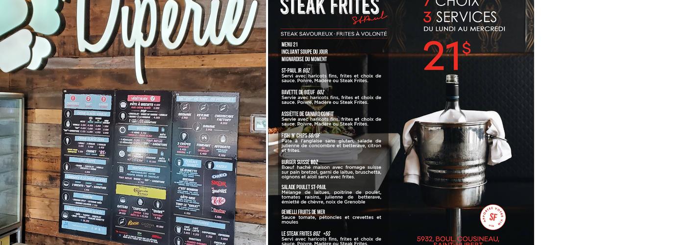 Steak Frites St-Paul Menu