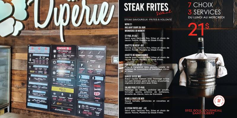 Steak Frites St-Paul Menu