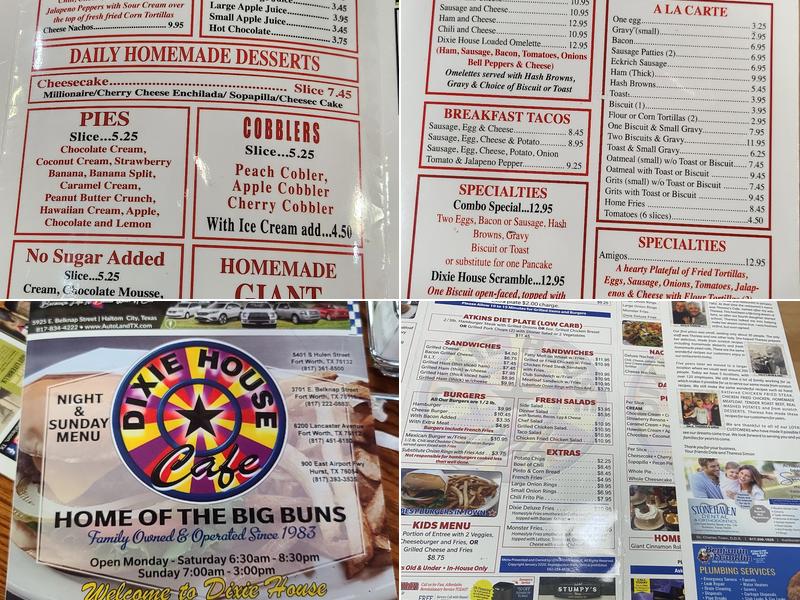 Dixie House Cafe Menu