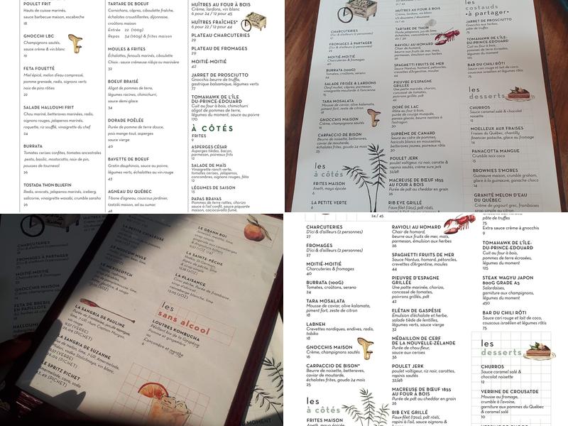 Le Boating Club Menu