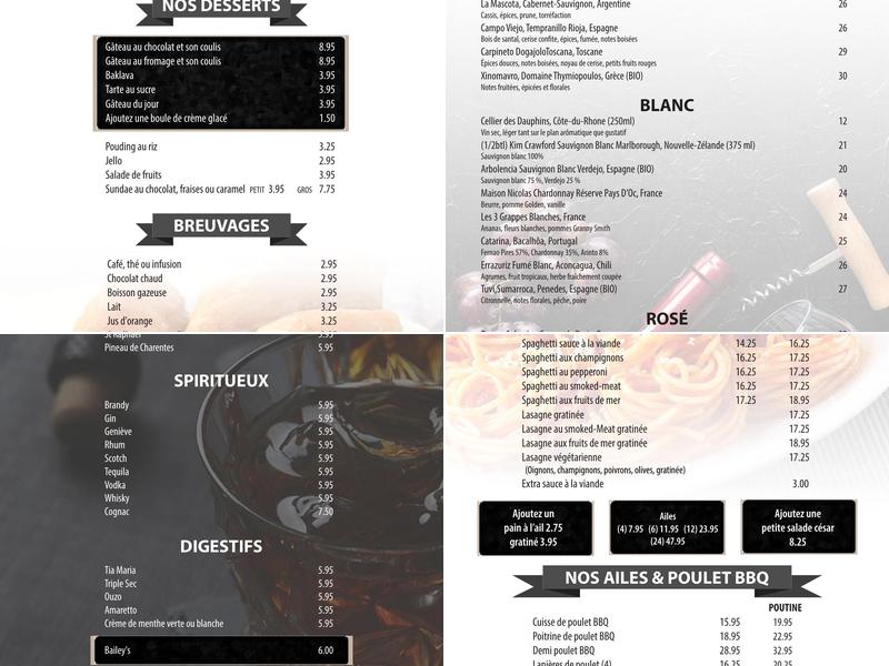 Restaurant Bravo Pizzeria Menu