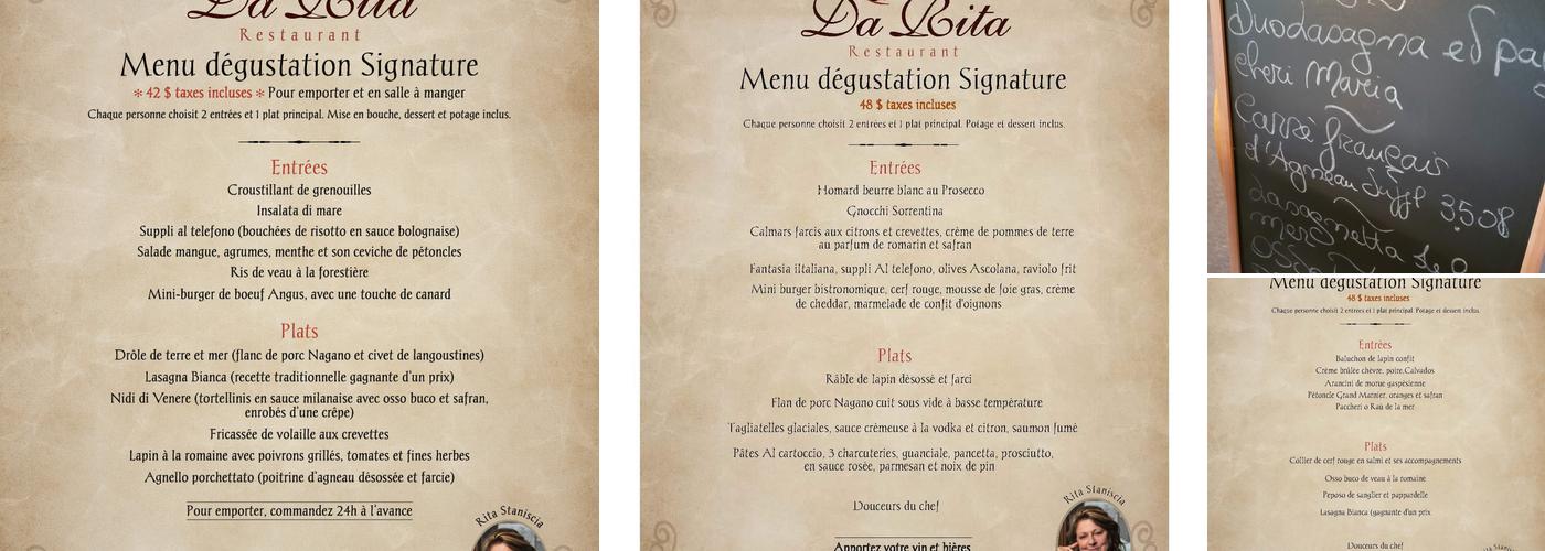 Restaurant Da Rita Menu