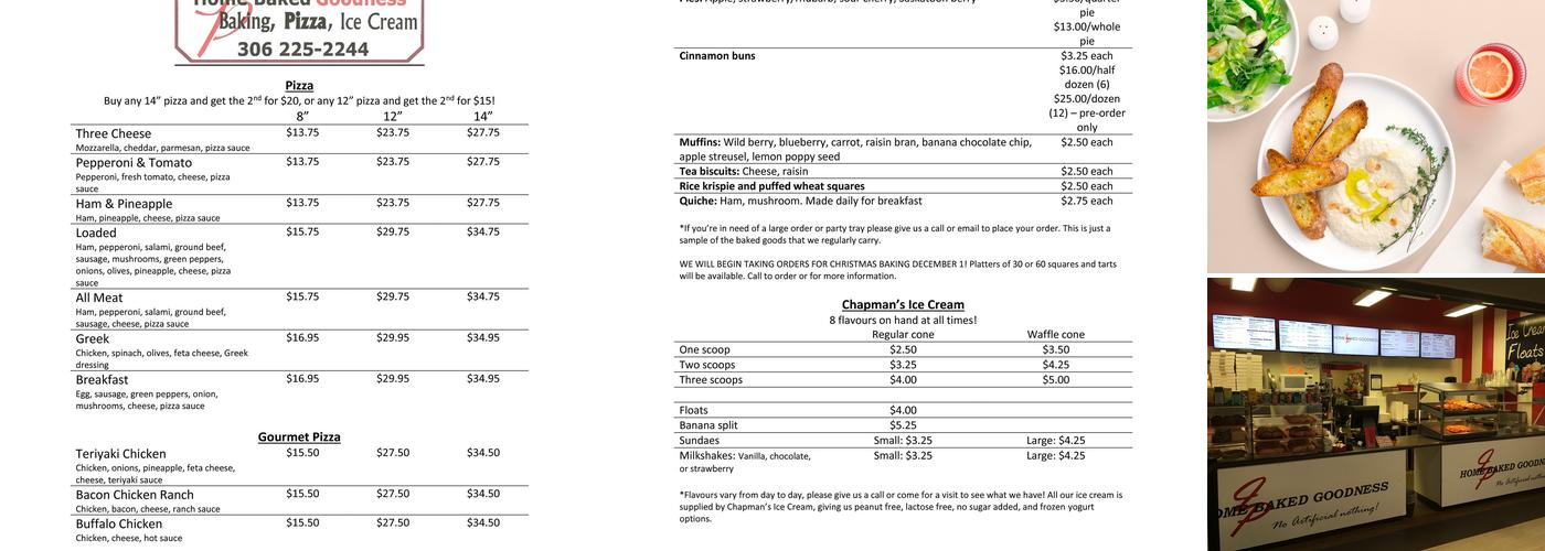 I & P Home Baked Goodness Ltd Menu