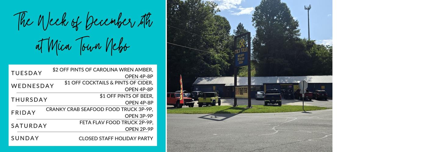 Mica Town Brewing Nebo Location Menu