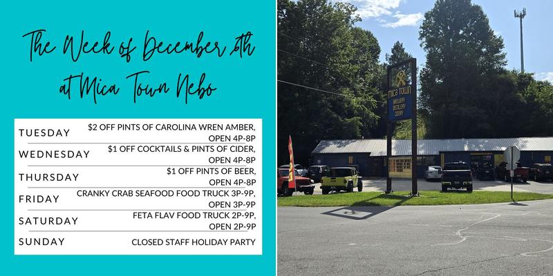 Mica Town Brewing Nebo Location Menu