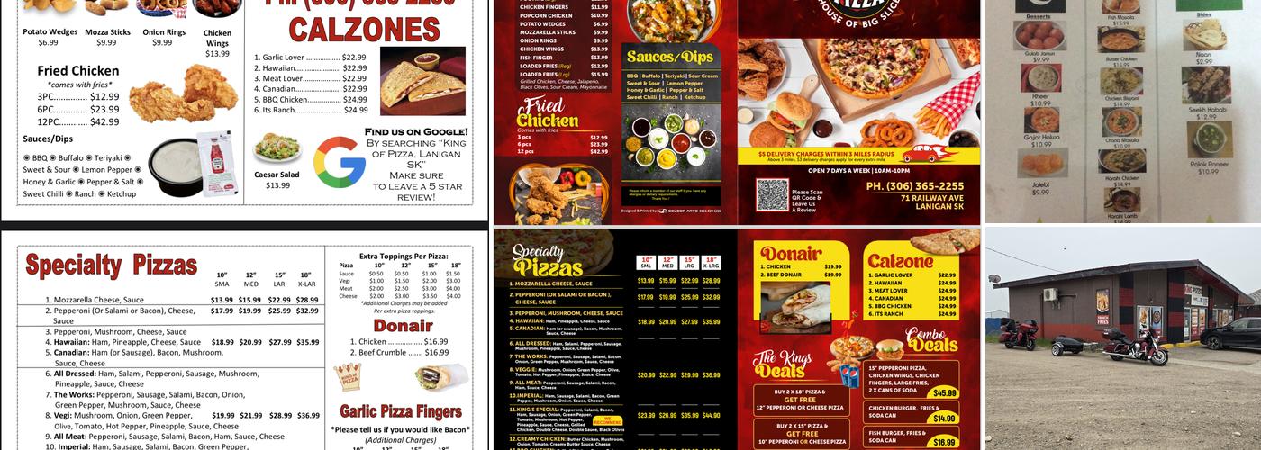 King of Pizza Menu