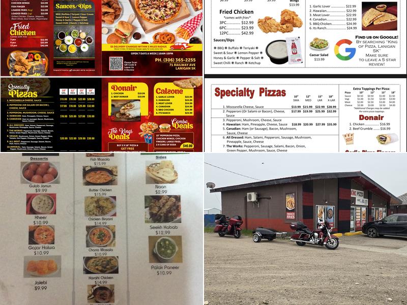 King of Pizza Menu