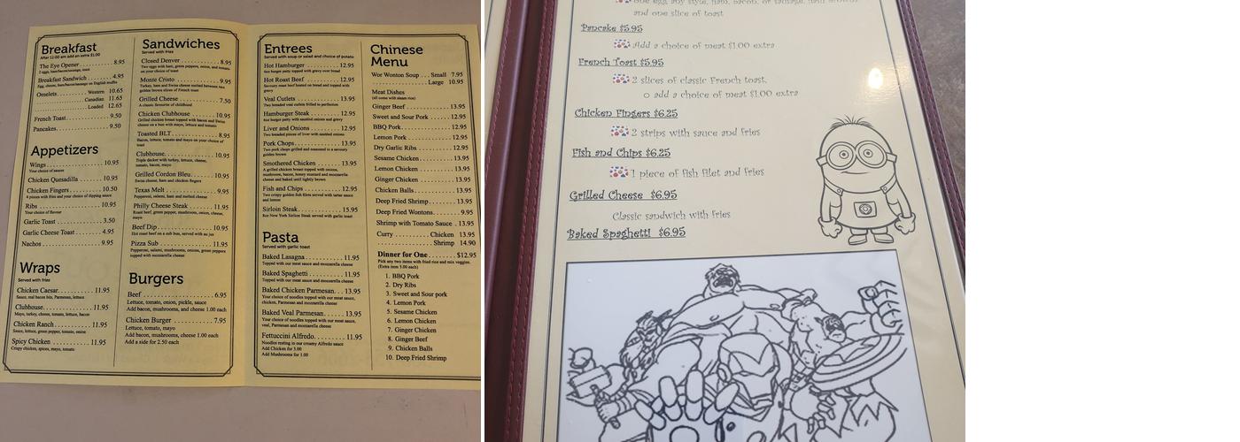 Pepper Tree Restaurant Menu