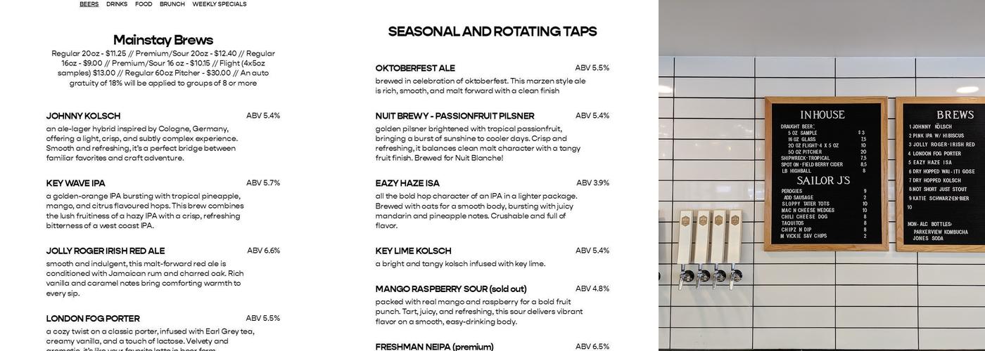 High Key Brewing Co Menu