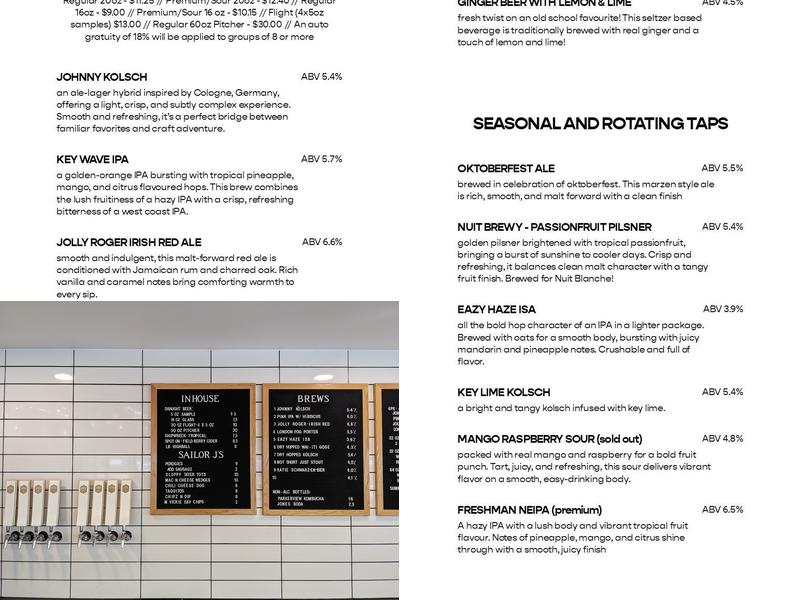 High Key Brewing Co Menu