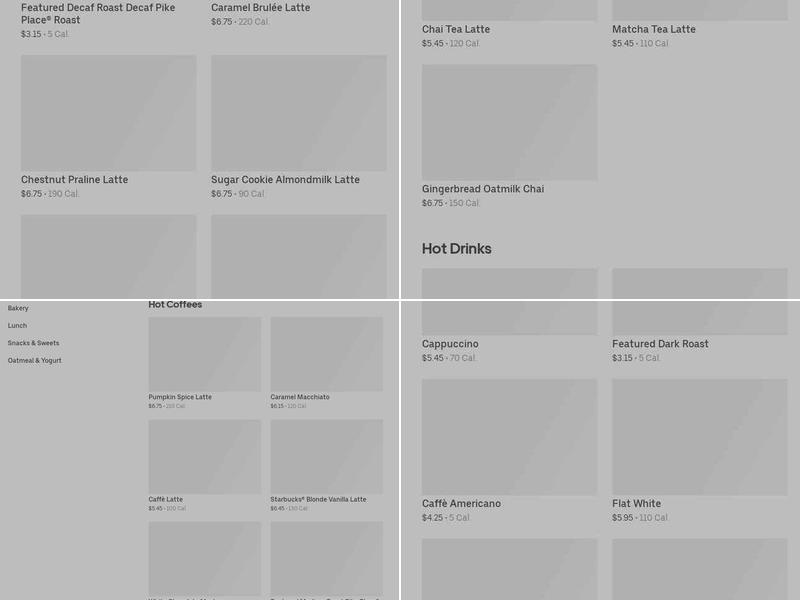 Starbucks Coffee Company Menu