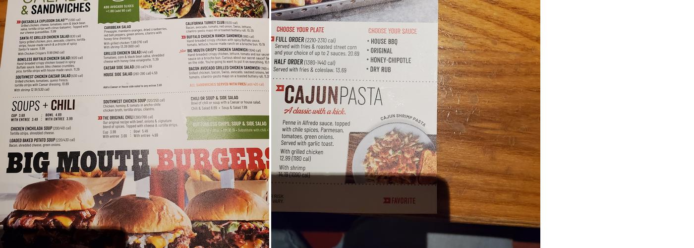 It's Just Wings Menu