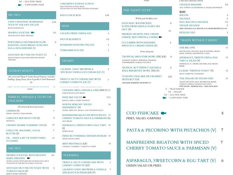 The Bishop's Table Menu