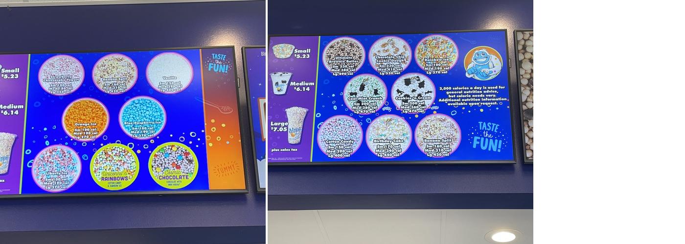 Dippin' Dots Menu