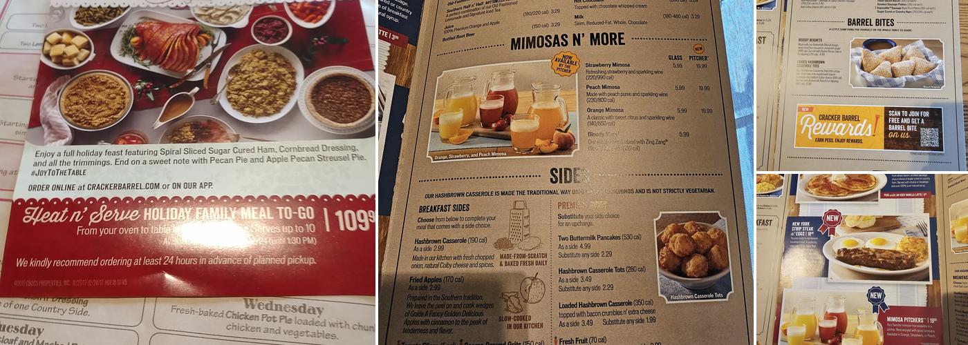 Cracker Barrel Old Country Store Menu