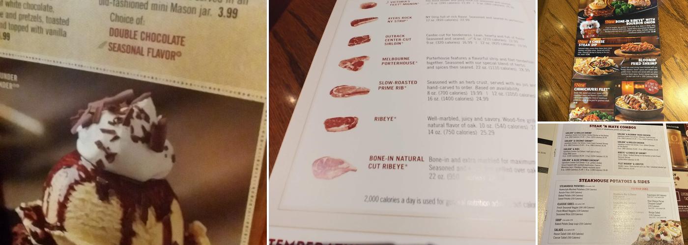 Outback Steakhouse Menu