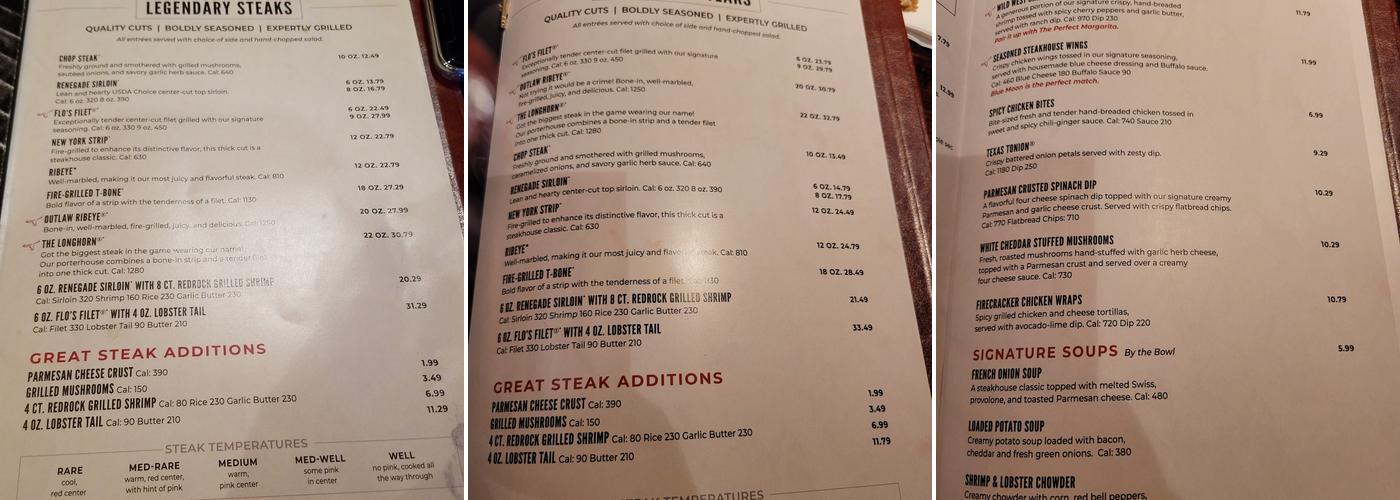 LongHorn Steakhouse Menu