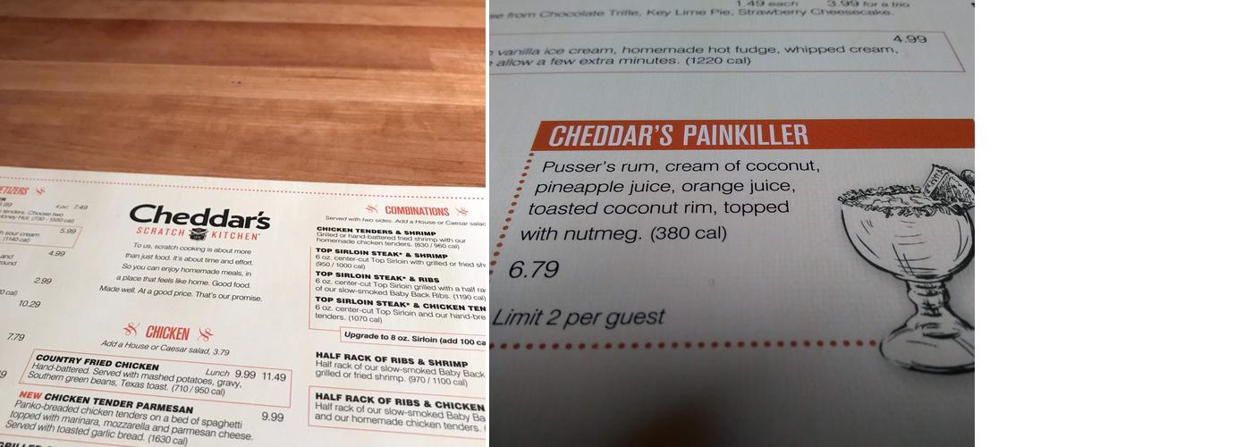 Cheddar's Scratch Kitchen Menu