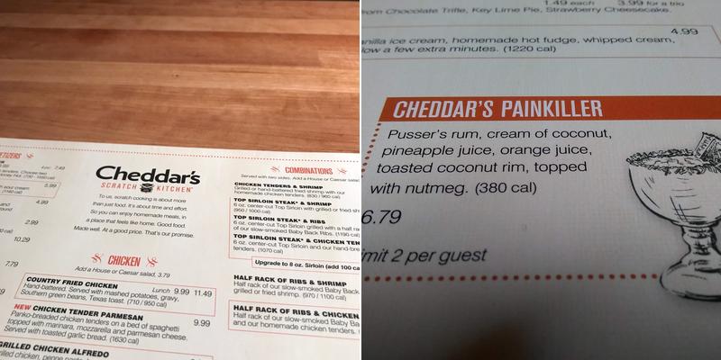 Cheddar's Scratch Kitchen Menu