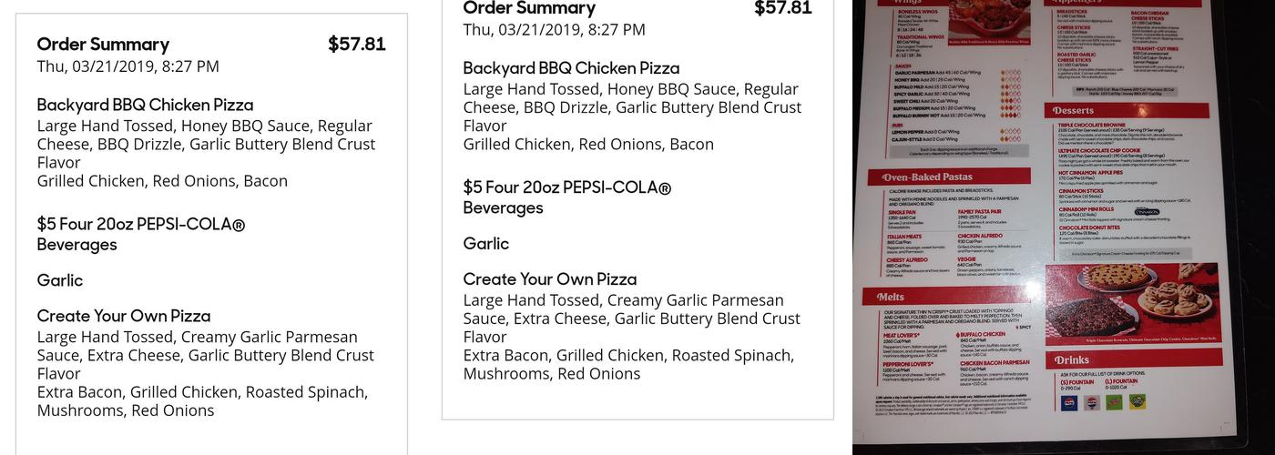 Pizza Hut Menu