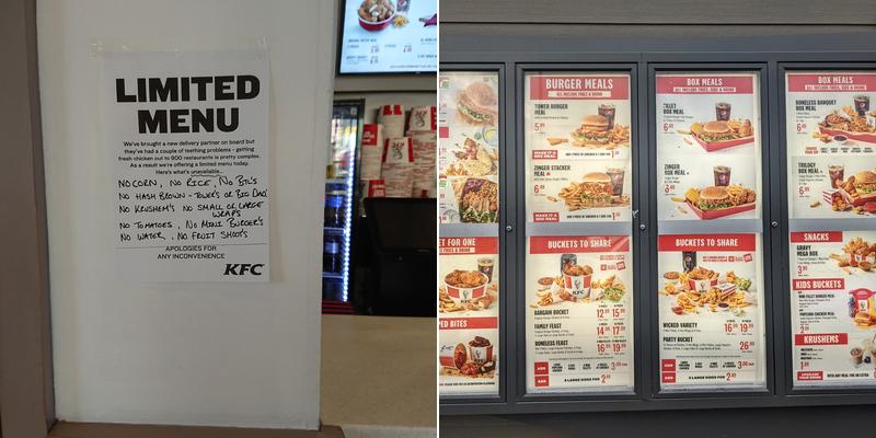 KFC Menu