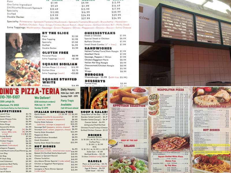 Dino's Pizza Teria Menu