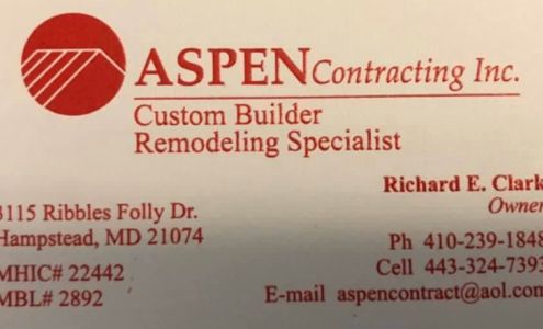 Aspen Contracting 3115 Ribbles Folly Dr, Hampstead Maryland 21074